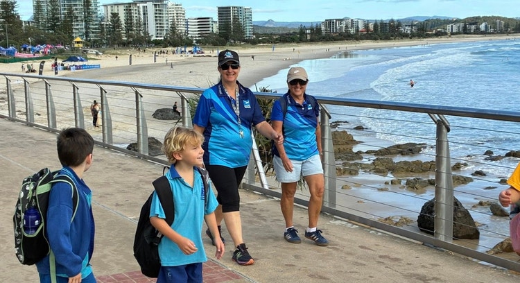 Staff and students walking past local beaches as part of our Walk to School event
