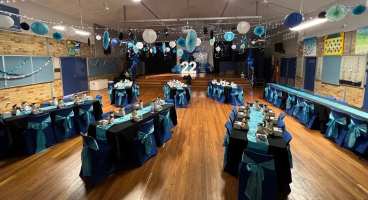 Our school hall decorated for the Year 6 Farewell