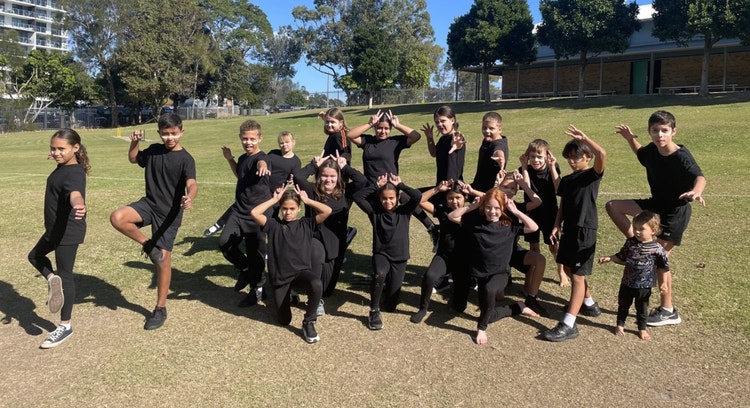 Aboriginal students showing us their deadly dancing poses